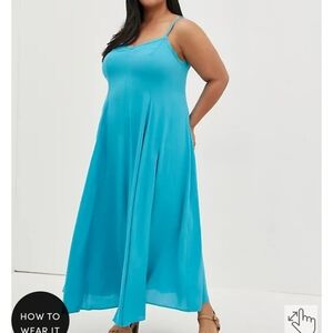 🆕️👗TEAL BLUE CHALLIS TRAPEZE MAXI DRESS👗